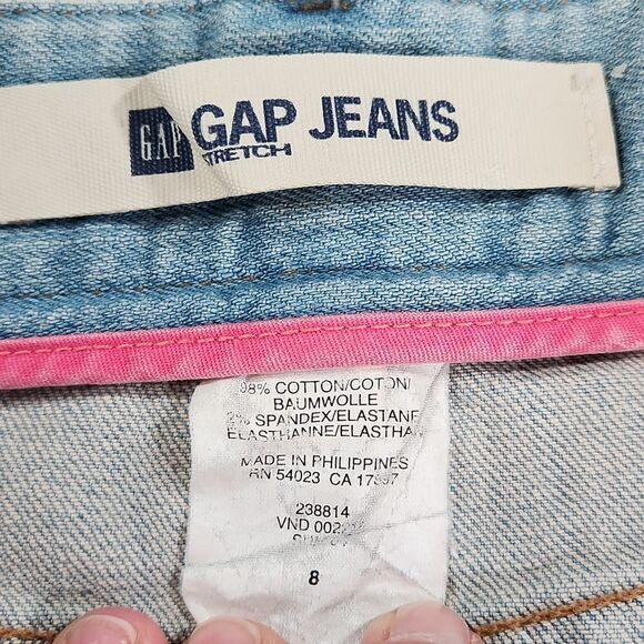 🐞Gap Blue Denim Raw Hemline Stretch Skirt Size 8 - Picture 7 of 11